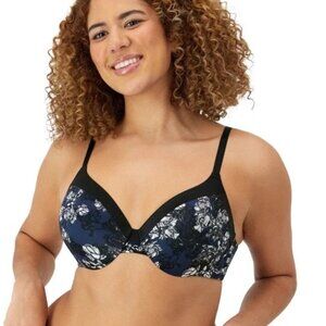 Maidenform Full Coverage Cushioned Underwire Bra 09436, Black/Navy Blossoms 36D